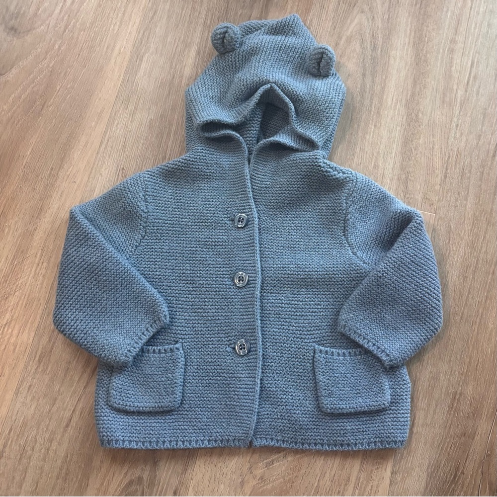 GAP Blue Knit Kids Jacket with Bear Ears